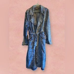 Thrill Jeans- Long Trench Denim Jacket
